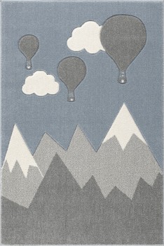 Teppich, Berge u. Ballons silbergrau/weiß , 120x180 cm